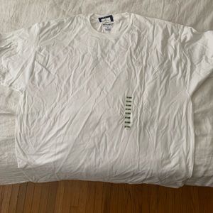 Men’s 2XL white Champion short sleeve T-shirt.